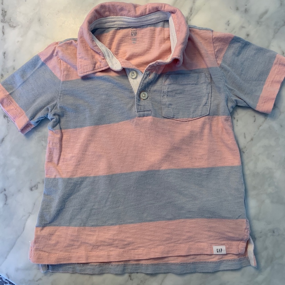 Blue and pink striped Gap polo